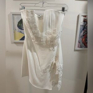 SAU LEE Fleur Floral Appliqué Strapless Dress